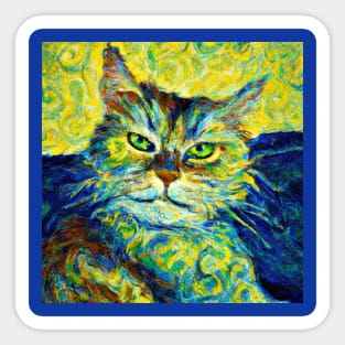 Cat Portrait in the Style of Van Gogh Sticker